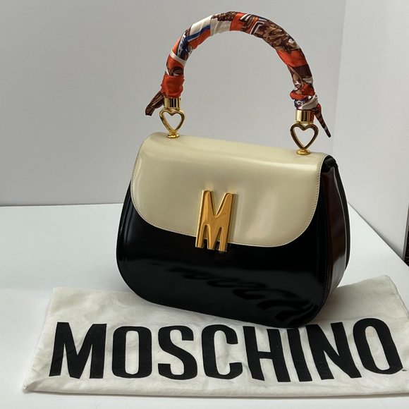 ❤️MOSCHINO❤️ Redwall Tricolor Polished Leather Bag Italy - Picture 13 of 16